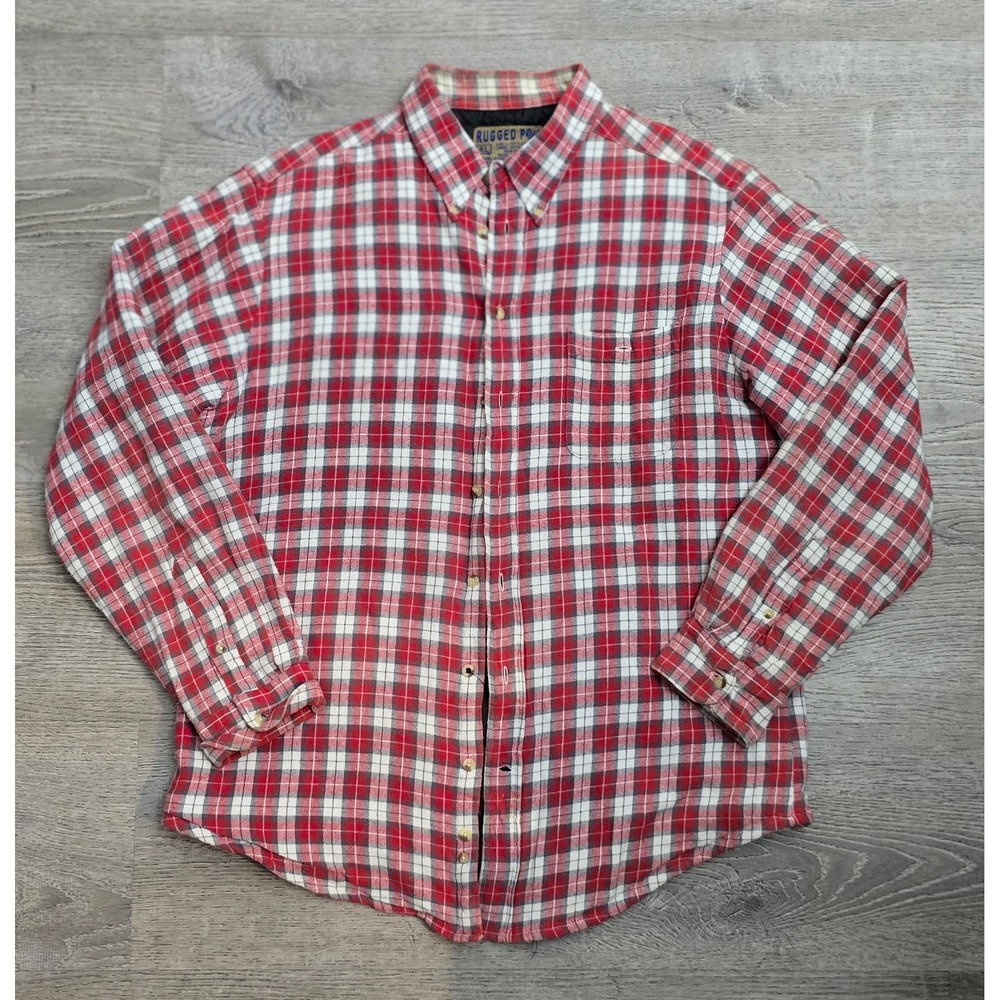 Rugged Flannel Plaid Mens Shirt XL Long Sleeve